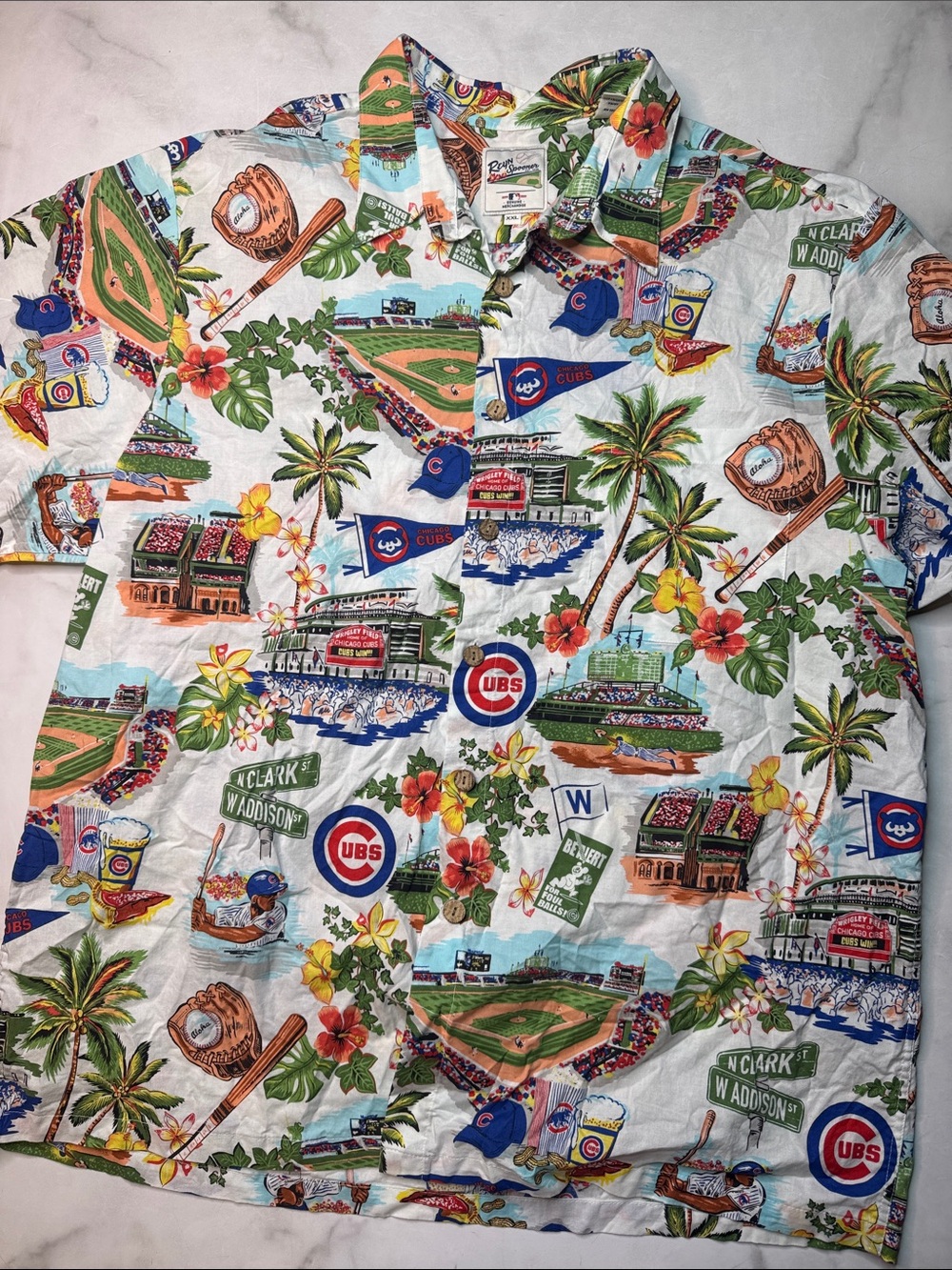 Reyn Spooner Men's Chicago Cubs MLB Baseball Hawaiian Shirt